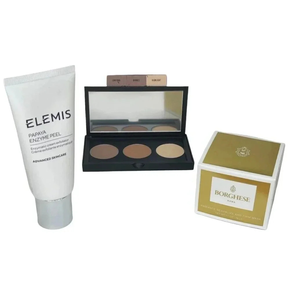 5 Piece Gold Quilted Puffer Tote Womens Skin Care Set - Elemis Smashbox Borghese - Picture 5 of 15